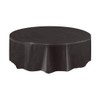 Black Solid Round Plastic Table Cover (84") 1 Count -