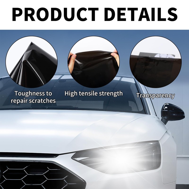 Car Headlight Tint Film 12x48 inches Smoke Vinyl Taillight Sticker