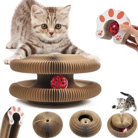 Kcyuowq Kitty Kurlz, Kitty Kurlz Cat Toy - Magic Organ Cat Scratching Board, Snufflepaw Accordion for Cats, Interactive Scratch Pad, Foldable Accordion Cat Toy, Recyclable Cat Scratcher with Ball (1Pcs)