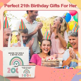 21st Birthday Gifts for Her, Birthday Gift Bags for Women, 2 Pcs Gift Bag Set With Cute Makeup Bag & Canvas Tote Bag, Fabulous Gifts for 21st Birthday Friends Female, Daughter, Best Friend