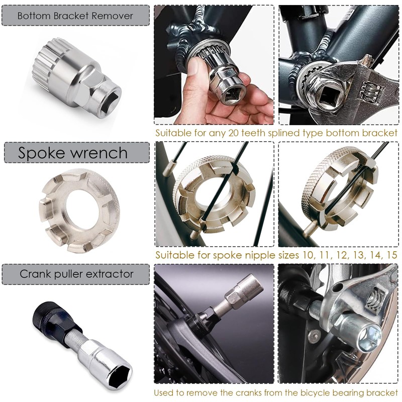 Bicycle Tool Set, 8-Piece Including Bicycle Cassette Removal Tool, Bicycle