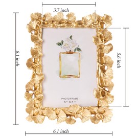 Kersiki Picture Photo Frames 4x6, Gold Leaf Photo Frame,Vintage Picture Frame for Tabletop Stand or Hanging, Elegant Picture Frames for Desk or Wall,Tabletop, Counterspace, Shelf (Gold, 4x6)