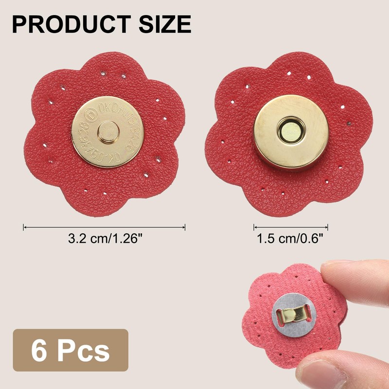 sourcing map 6 Pcs Leather Snaps Buttons, Magnetic Purse Snap