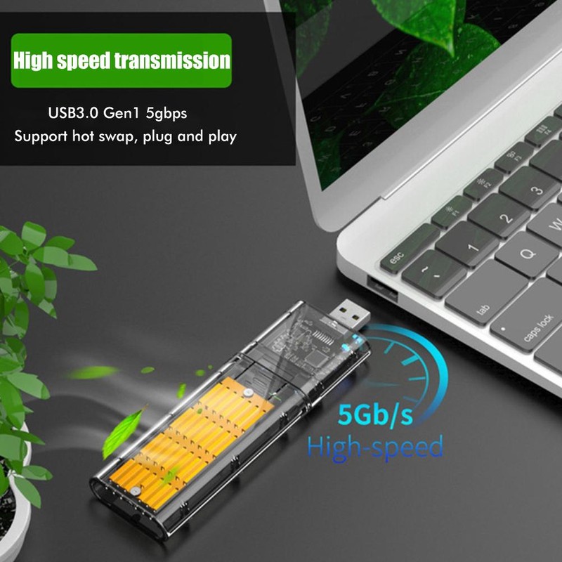 Transparent TYPEC Gen1 SSD Enclosure M.2 NGFF State Hard Drive