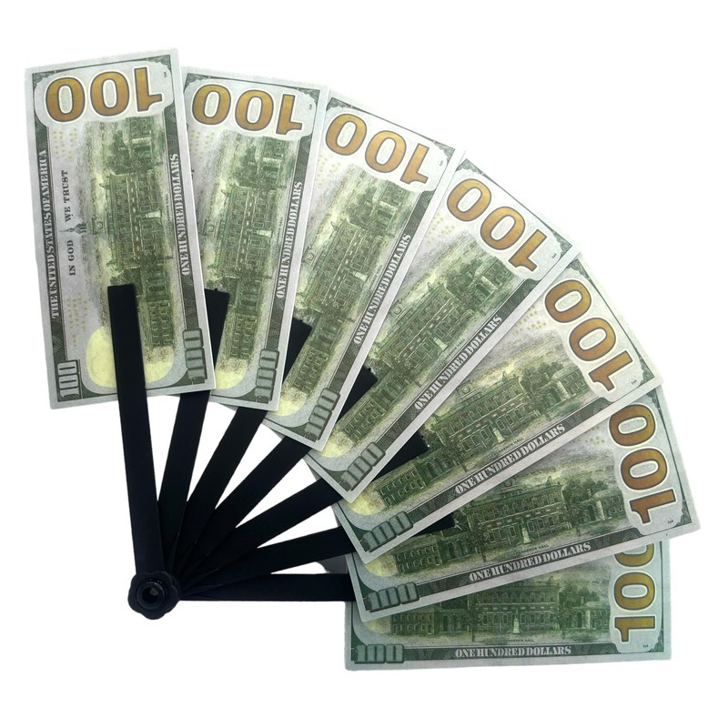 100 Dollar Note Design Folding Hand Fan - USA Souvenir