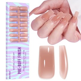 Soft Gel Nail Tips - BTArtbox Press On Nails Medium 150Pcs 2 in 1 X-coat Tips with Tip Primer Cover, One-Step Square Gel x Nail Tips Fake Nails 15 Sizes for Nail Extensions