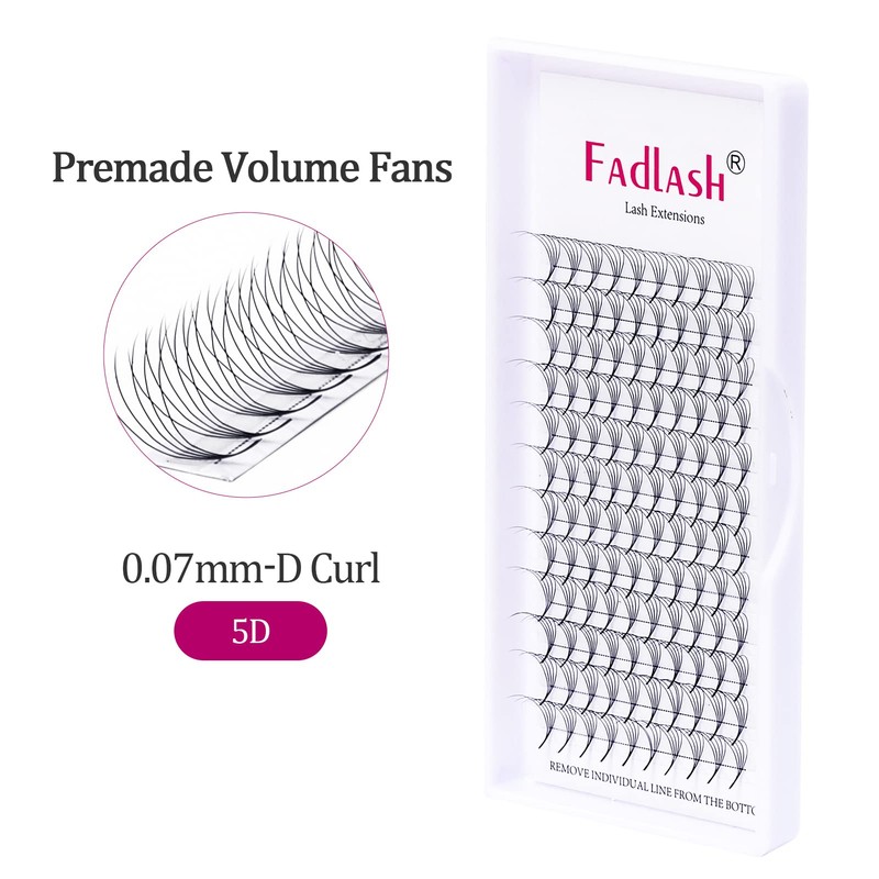 Volume Eyelashes, 5D, 0.07 mm, D Curl, 12 mm, Volume