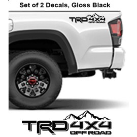 TRD 2  TRD Off Road 4x4 with mountains Toyota Tacoma Tundra Decals   Gloss Black