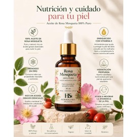 Aceite de Rosa Mosqueta 100% Puro 30 ml con Vitamina E Prensado en Frío Hidratante para Rostro, Cuerpo y Cabello Herbolaria Selecta