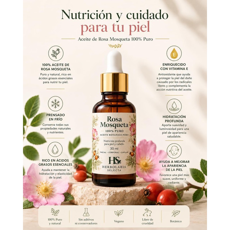 Aceite de Rosa Mosqueta 100% Puro 30 ml con Vitamina