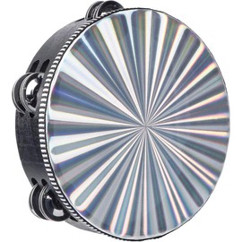 Radiant Tambourines, 10 inch Tambourine with Double Row Jingle Reflective Hand Drum Percussion Handheld Drum Bell Musical Instrument Hand Held Percussion for Adults Church, KTV, Party, Games - Size: 8 inches