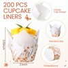 Maxdot 200 Pcs Fall Floral Tulip Cupcake Liners for Baking