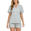 Veseacky 100% Cotton Pajamas for Women Set Short Sleeve Button