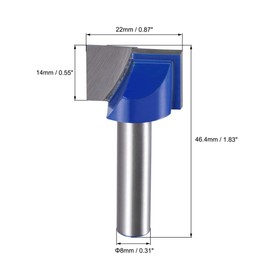sourcing map 22mm Dia 8mm Shank Bottom Cleaning Router Bit, 2 Flutes Carbide Tipped Cutter Uncoated for Woodworking