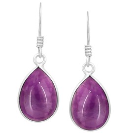 Gemstone Dangle Earrings For Women Sterling Silver Plated, Birthstone Gemstones Drop Earrings Jewelry Christmas Mother's Day Gifts For Her