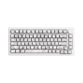 M1 V5 Aluminum Mechanical Keyboard 75% Topographic Theme Quick Release Gaming Keyboard with Knob, 8000 mAH RGB Hot-swappable White Custom Keyboard with Side-printed Keycaps Pre lubed Piano Switch