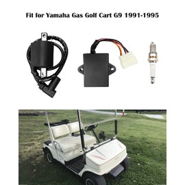 TIKSCIENCE Ignitor CDI and Spark Plug Fit for Yamaha Gas Golf Cart G9 1991-1995, Ignition Coil Set Replace 99999-02368-00 BR5-ES000-04-00 J38-82310-20-00