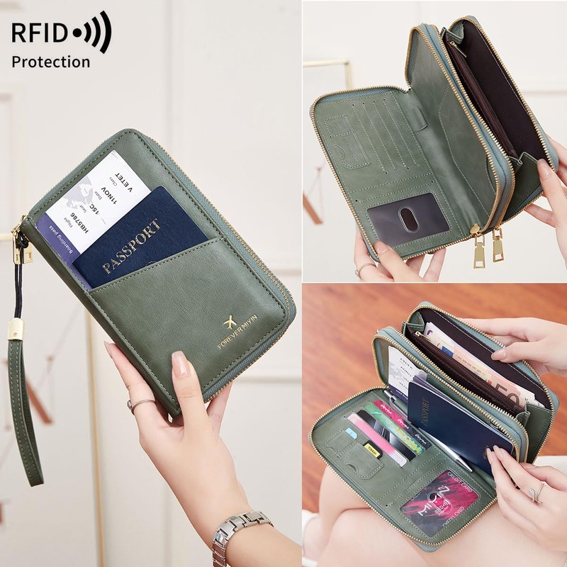 NQQNQQ US-B Passport Wallet, RFID Blocking Passport Holder Large Capacity,