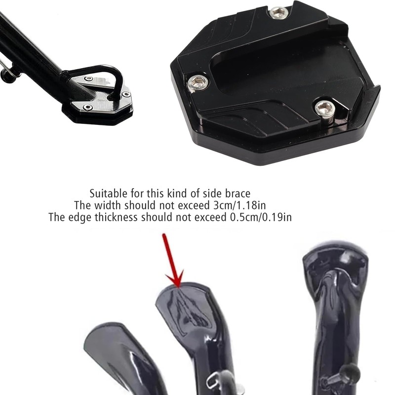 Okaywork Motorcycle Stand Foot Side Extension Pad, Motorcycle Side Stand