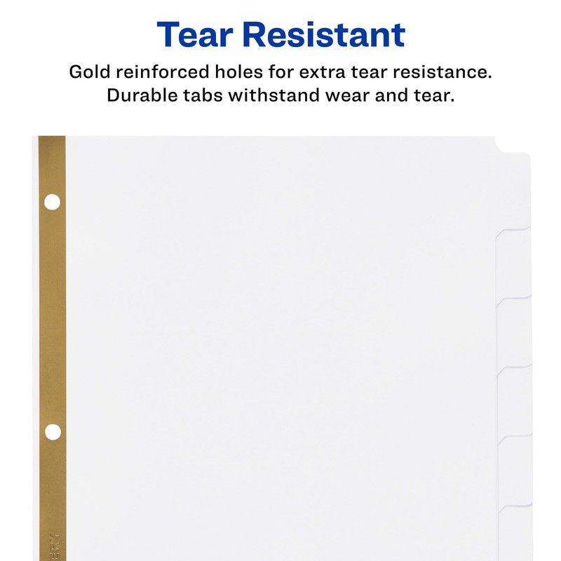 Avery 8-Tab Binder Dividers, Write & Erase White Big Tabs,