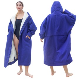 Catalonia Swim Jackets for Men Women, Waterproof Surf Coat, Warm Sherpa Lined Swim Parka, Oversized Hooded Swim Changing Jacket Surf Poncho