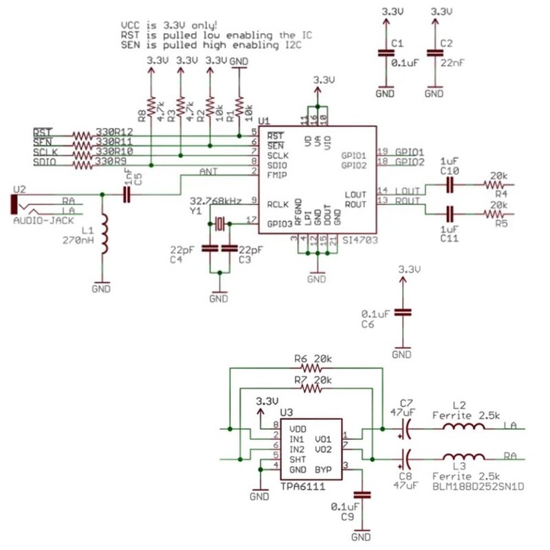 Si4703 RDS FM Radio Tuner Evaluation Breakout Module for Arduino