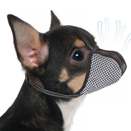 Muzzle for Small Dogs with Adjustable Straps, Breathable Mesh Small Dog Muzzle for Biting Chewing Licking Grooming or Eating Everything, Reflective Tape Design, Lightweight and Portable (S)
