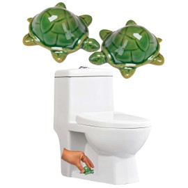 WANSHUNLMI Green Sea Turtle Toilet Floor Bolt Caps, Ceramic Sea Turtle Toilet Bolt Covers, Cute Bathroom Decor, Fun Turtle Themed Gadgets for The Toilet Easy Installation (Green Sea Turtle)