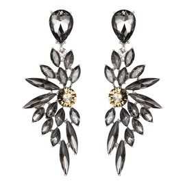 Clearine Earrings Wedding Bridal Crystal Teardrop Marquise Cluster Bling Hanging Stud Earrings for Women, Crystal Alloy Steel