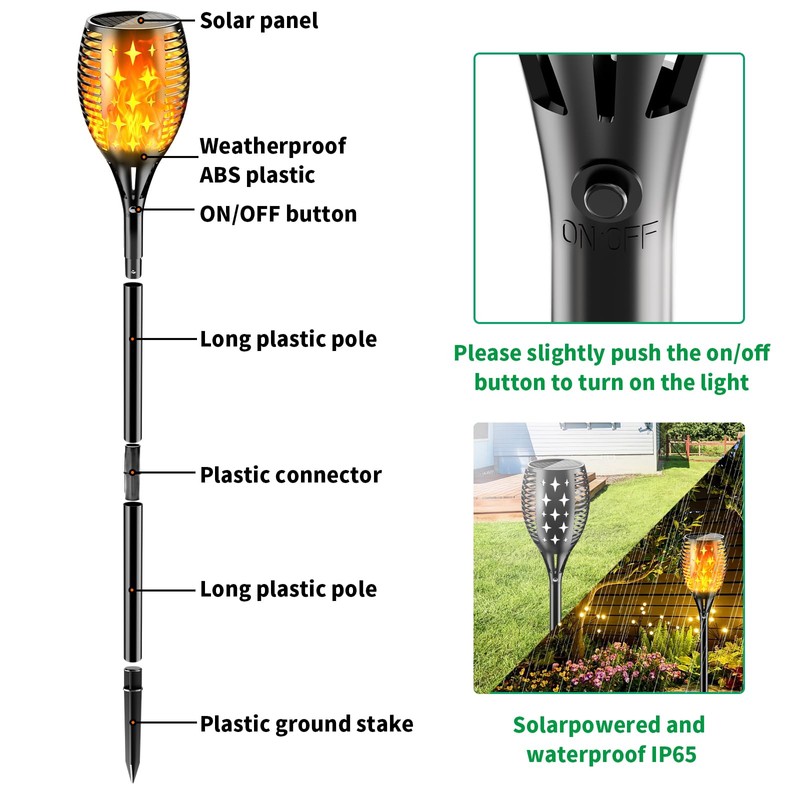 YoungPower 43'' Large Solar Torch Lights Flickering Flames Torches, Waterproof