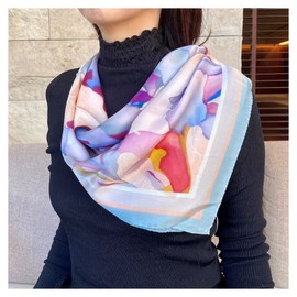 G.Barsanti & Figli Women's Silk Scarf, Large, 90 Square Como, 100% Silk, Made in Italy, Iris Pale Blue, iris bucket blue