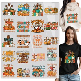 20 Fall for Jesus Christ Pumpkin Iron on Transfers, Dtf Transfers Ready to Press Transfer Stickers Iron on Decals for T Shirts Hoodie DIY Crafts