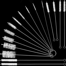 16 Pcs Reusable Straw Cleaning Brushes Bottle Test Tube Long Straw Cleaning Brush Nylon Washing Cleaner Tool Reusable Bottle Straw Brush in Different Size (White,16 Pieces)