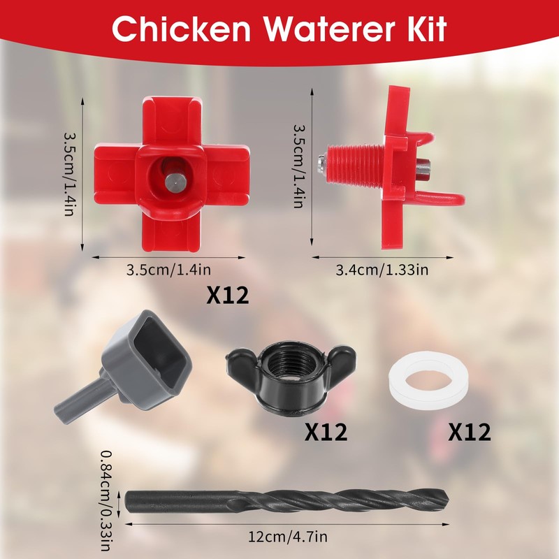 12 Pcs Horizontal Chicken Waterer Nipples, Automatic Poultry Watering System