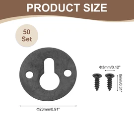 uxcell 50Pcs Round Keyhole Picture Frame Hangers, 23mm Heavy Duty Metal Keyhole Hangers Plates Picture Frame Hanging Plate with Screws for Mirrors Pictures Photo Frames, Black