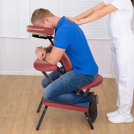 Portable Massage Chair for Tattoo and Spa Foldable Massage Therapy Chair with Adjustable Face Cradle High-Density Cushion Lightweight Design with Carrying Bag Ideal for Salon Use (Burgundy)