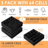 Criusia 3 Pack Sock Underwear Organizer Dividers, 64 Cell Fabric