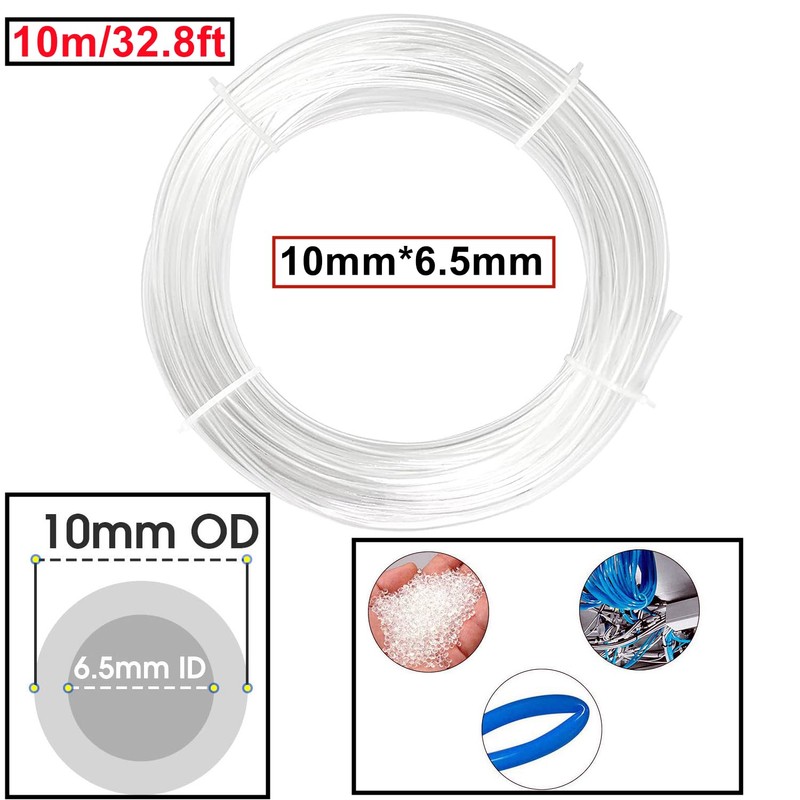 HAXIHA Pneumatic Hose Clear 10 mm OD 6.5 mm ID