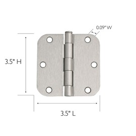 Design House Interior Door Frame Hinges, Water Resistant, Pre-Lubricated, For Left or Right-Handed Doors, Steel Construction, Easy Install, Satin Nickel, 3-Pack, 3.5 in. L x 3.5 in. W, 181412