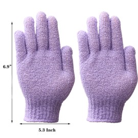 Shower Gloves,Double Sided Exfoliating Bath Gloves,Shower Body Scrub Gloves for Women & Men Deep Clean Skin Spa Massage Beauty Skin Shower Scrubber Bathing Accessories,#P207 (1pair Purple)