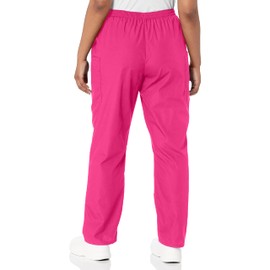 Scrub Pants for Women Workwear Originals Pull-On Elastic Waist 4200P, S Petite, Shocking Pink