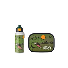 Mepal - Lunch Set Campus - Lunch Set For Children with Pop-Up Drink Bottle & Lunch Box - Lunch Set For School or On The Go - BPA-Free - 400 ml + 750 ml - Dino