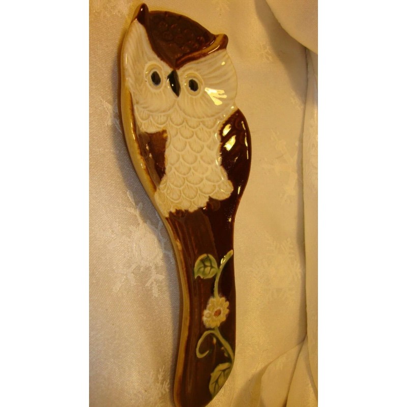 Cracker Barrel Country Store Stoneware Owl Spoon Rest Cracker Barrel