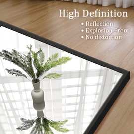 GlasFlength GlasFlength Full Length Mirror with Stand - 56" x 19" Aluminum Alloy Frame Full Body Mirror, Standing Hanging or Leaning Wall Floor Mirror for Bedroom Living Room Dressing Room, Black