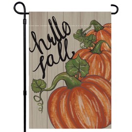 Fall Garden Flag 12x18 Inch Double Sided, Happy Fall Pumpkin Yard Flag Small Autumn Seasonal Outdoor Decoration