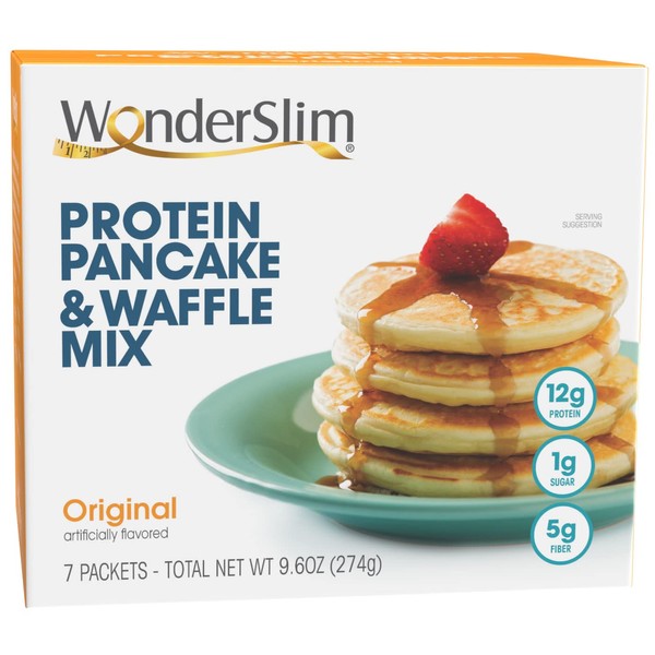 WonderSlim Protein Pancake & Waffle Mix, Original, 12g Protein, 1g Sugar, 5g Fiber, 1g Fat (7ct)