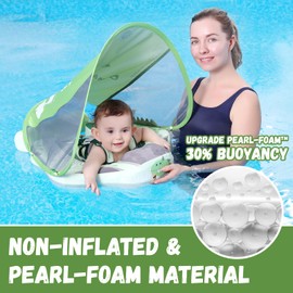 GENTEACO Mambobaby Baby Pool Float with Removable Canopy 3-24 Months Baby Float Soft Waterproof Infant Swim Float Add Tail Avoid Flip Skin-Friendly Material Swim Trainer for Toddler Boys Girls