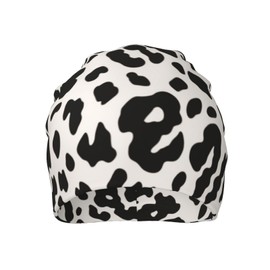 ZUHAOGO White Black Leopard Print Skull Beanie Hats Slouchy Winter Warm Chemo Caps Stretch Hip-Hop Skull Cap Beanie Lightweight Sleep Cap Headwear Knit Beanies for Men Women
