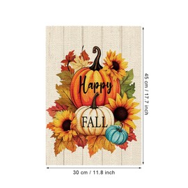 Happy Fall Garden Flag, 11.8x17.7in Double Side Thanksgiving Yard Flag Burlap Fall Yard Flag for Outside Autumn Garden Flags for Seasonal Yard Farmhouse Garden Decor