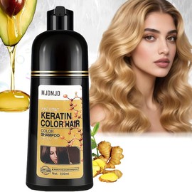 Blonde Brown Hair Dye Shampoo 3-in-1 Benefits Hairdye, Keratin & Natural Ingredients - Long Lasting Brown hair color shampoo Gray Coverage, , No Skin Stain - Ammonia Free 500ML - Color: Light Brown
